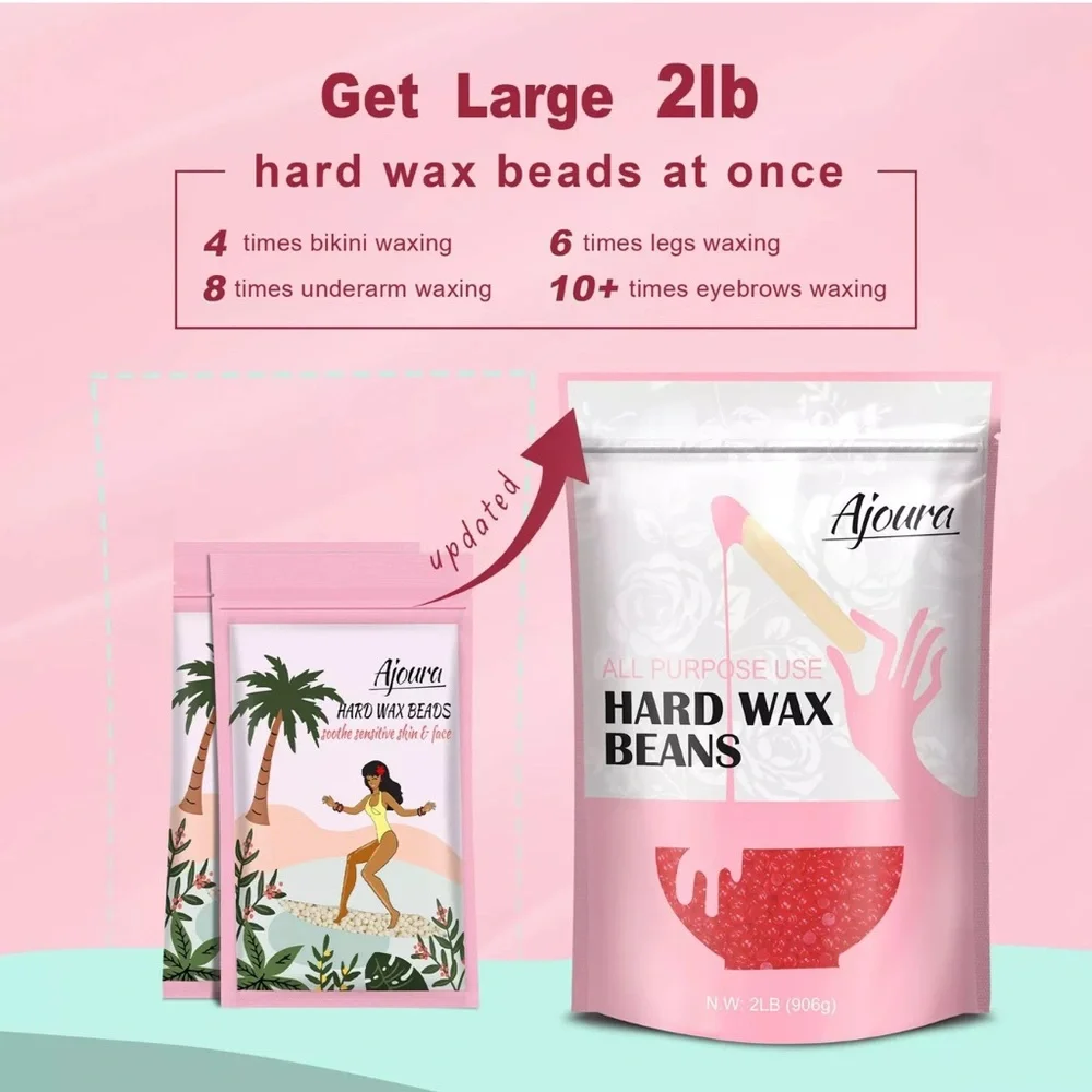 Ajoura 2 lb Hard Wax Beads All-purpose Wax Beans for Sensitive Skin Large Area